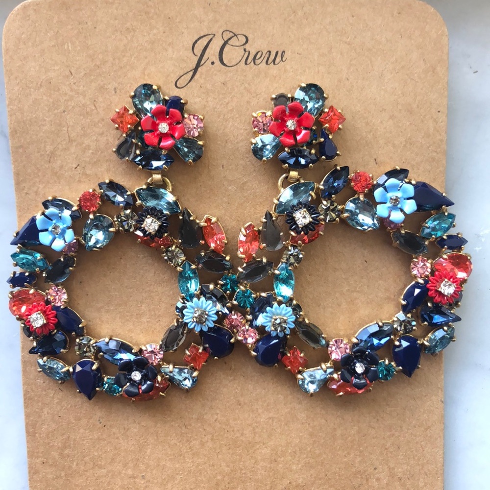 J Crew Floral Hoops